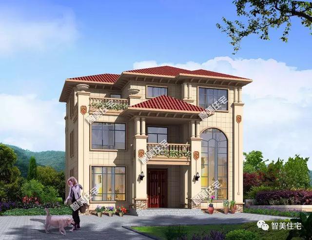 面寬13米左右的農(nóng)村自建房方案戶型圖，歐式風(fēng)格外觀