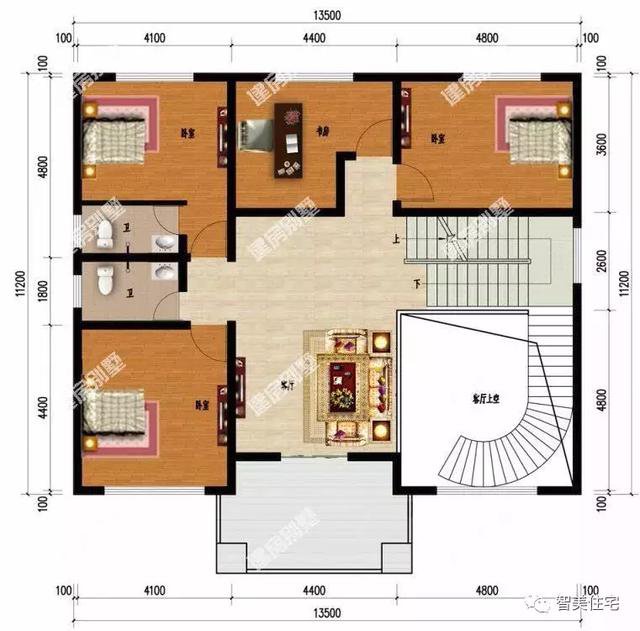 面寬13米左右的農(nóng)村自建房方案戶型圖，歐式風(fēng)格外觀