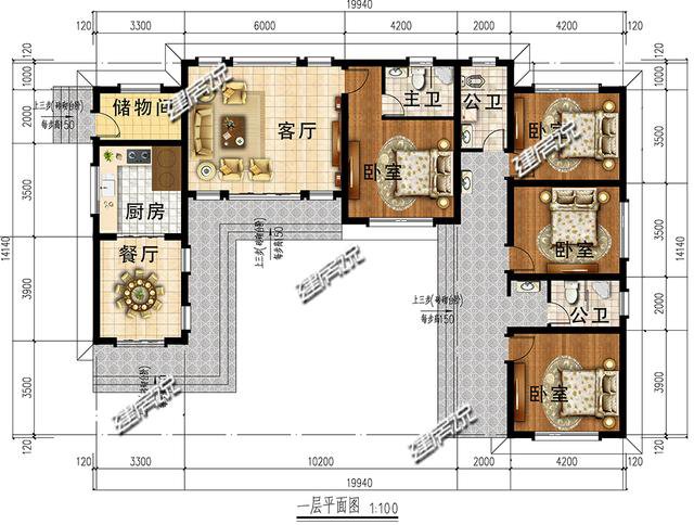 6款帶小院的一層的中式自建房戶型圖，最低18萬，爸媽很喜歡