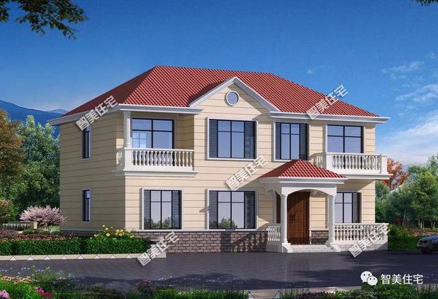 2棟四間兩層實(shí)用簡約的住房戶型設(shè)計(jì)圖，農(nóng)村建正合適