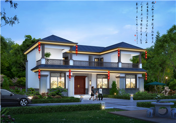 農(nóng)村新款二層中式別墅設(shè)計圖效果圖，帶堂屋設(shè)計