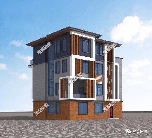 2棟外觀時(shí)尚的現(xiàn)代風(fēng)別墅戶型圖，平屋頂設(shè)計(jì)，一棟2層，一棟4層