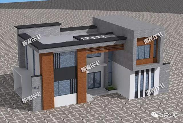 2棟外觀時(shí)尚的現(xiàn)代風(fēng)別墅戶型圖，平屋頂設(shè)計(jì)，一棟2層，一棟4層