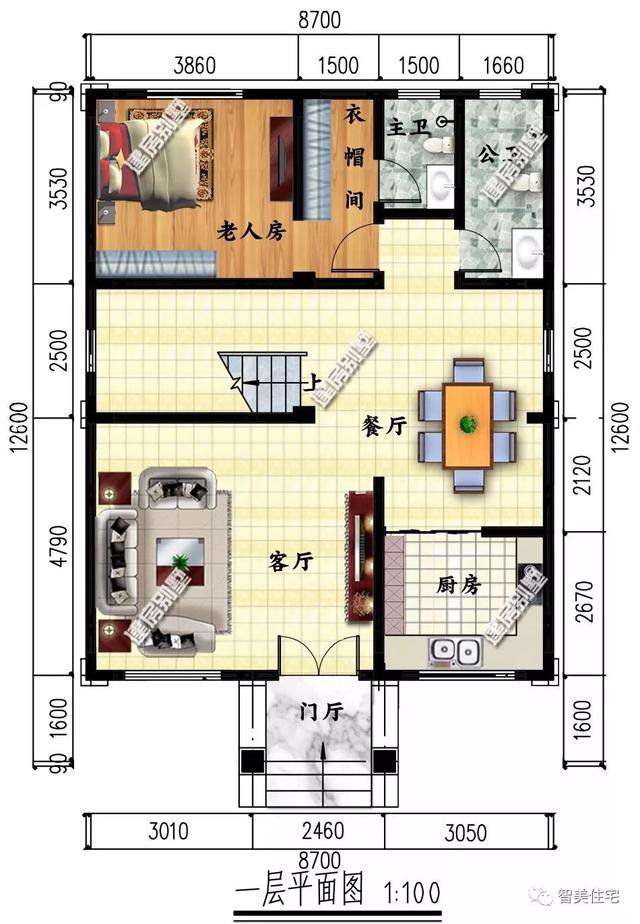 兩棟寬8米多的農(nóng)村自建房戶型圖，小戶型也有好格局
