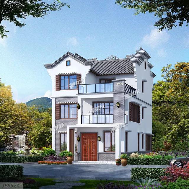 幾棟徽派的農(nóng)村中式住宅外觀圖片及戶型設(shè)計(jì)圖，喜歡徽派的收藏了