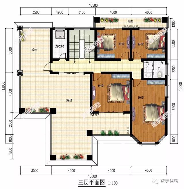 帶車庫4間民宅戶型設計方案圖，一個二層，一個三層圖紙