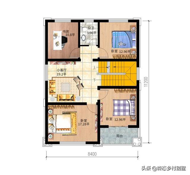 占地100平三層簡歐小戶型別墅戶型圖，小宅基地建房也可以很氣派