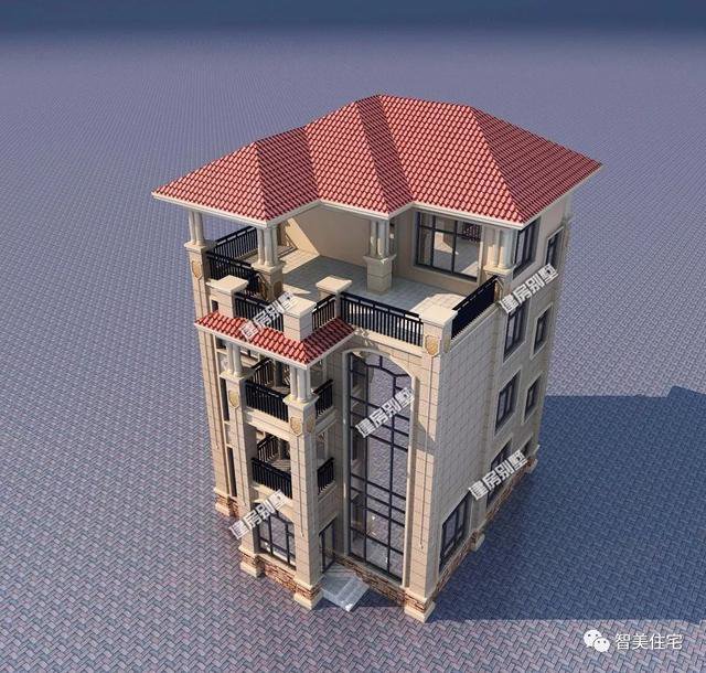 面寬8-9米的農村四層自建樓房戶型方案圖，小宅基地首選