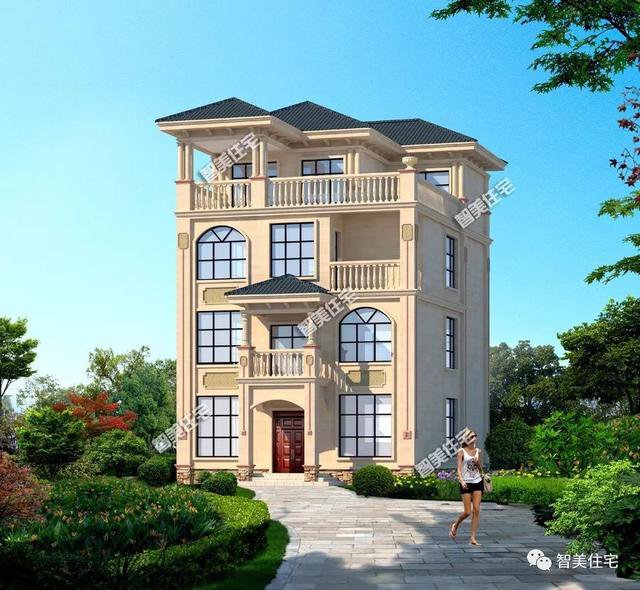 面寬8-9米的農村四層自建樓房戶型方案圖，小宅基地首選