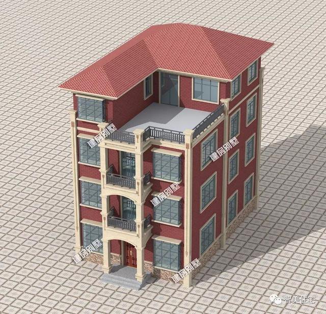 面寬8-9米的農村四層自建樓房戶型方案圖，小宅基地首選