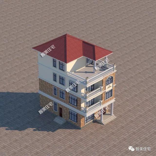 一棟三戶四層農村自建房住宅設計方案圖，實用簡單