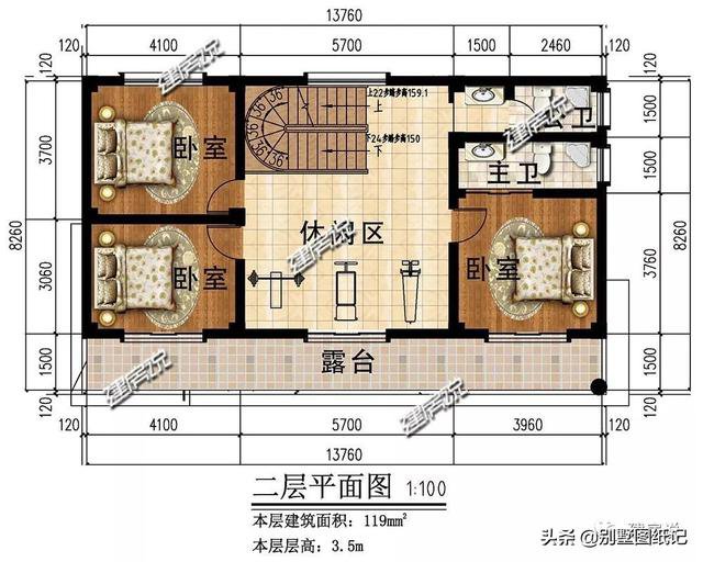 占地100平的超現代風平頂別墅戶型方案圖，時尚不過時