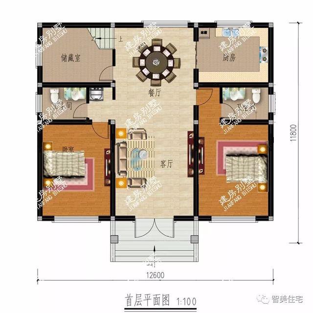 開間12米左右的兩層自建房戶型圖，簡單施工容易，主體造價低