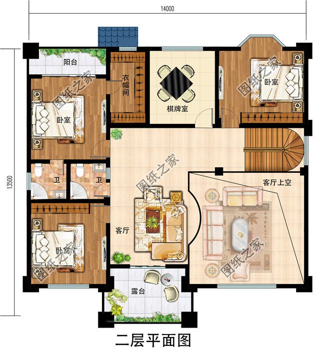 新式帶挑空客廳三層鄉(xiāng)村別墅設(shè)計(jì)圖,占地170平左右