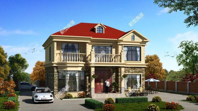 6套二層小洋樓設計戶型圖及外觀效果圖，都是新款設計出圖