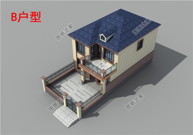 現代時尚簡約二層農村自建別墅