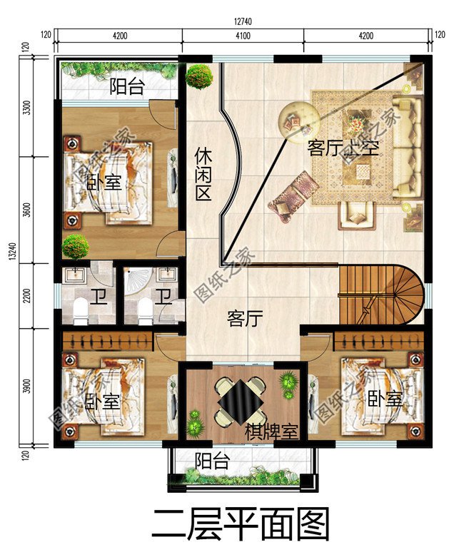 三間三層房子設(shè)計圖，高端三層樓房設(shè)計圖，三層兩個大露臺