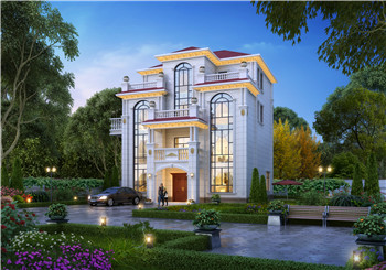 鄉(xiāng)村高檔四層豪華別墅自建房設(shè)計(jì)圖，一層不帶餐廳廚房戶型