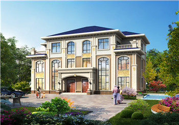 兩戶250平方米農村豪華歐式三層兄弟雙拼別墅設計圖