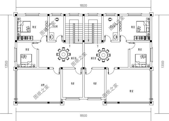 230平方米新農村雙拼別墅戶型圖全套設計方案，13x18米