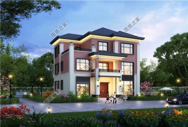 125平方米新農村自建三層別墅建筑設計圖紙及效果圖