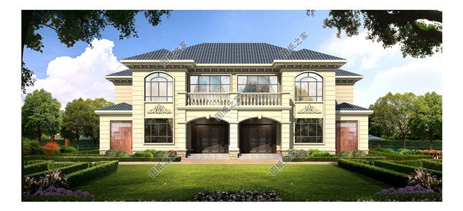 農村二層雙拼別墅建筑圖紙及效果圖