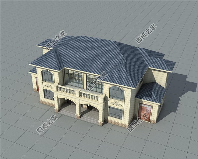 農村二層雙拼別墅建筑圖紙及效果圖