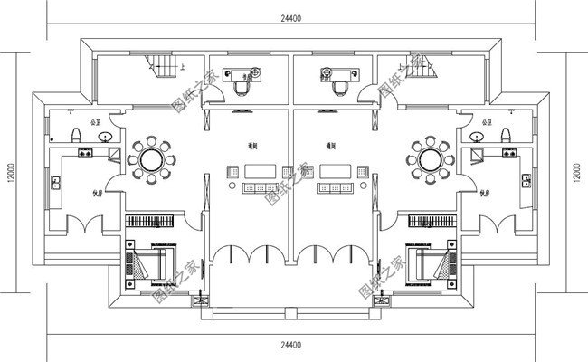 農村二層雙拼別墅建筑圖紙及效果圖