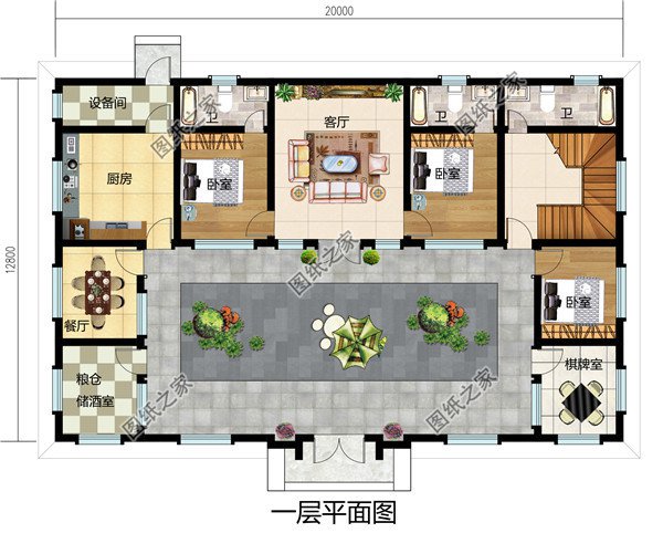 高端二層新中式四合院別墅設(shè)計圖，含全套CAD施工圖