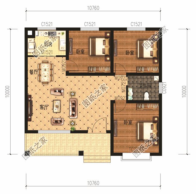 6款農(nóng)村蓋一層平房的設計圖，10萬元就能建起來