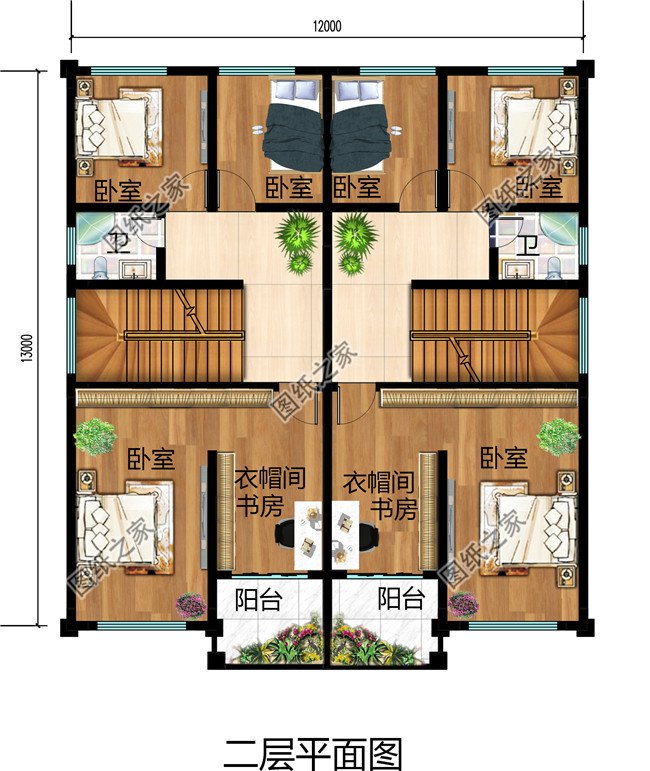 雙拼農村小別墅設計圖，適合有兩個兄弟的家庭自建