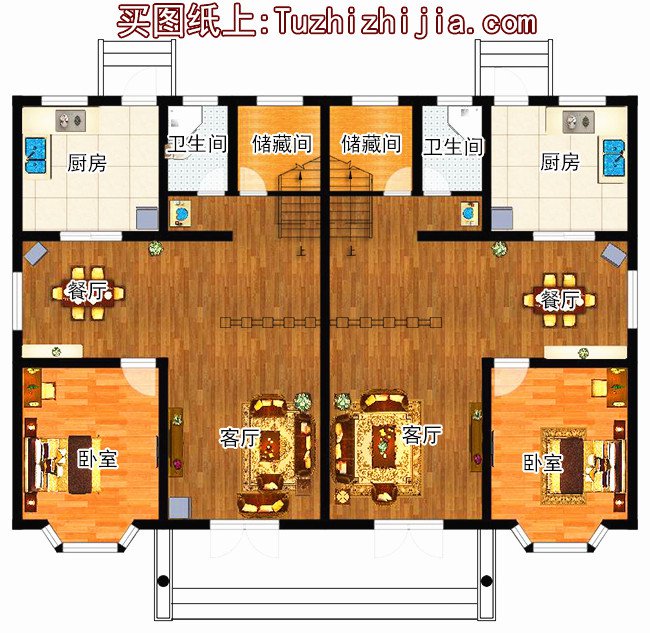 雙拼農村小別墅設計圖，適合有兩個兄弟的家庭自建