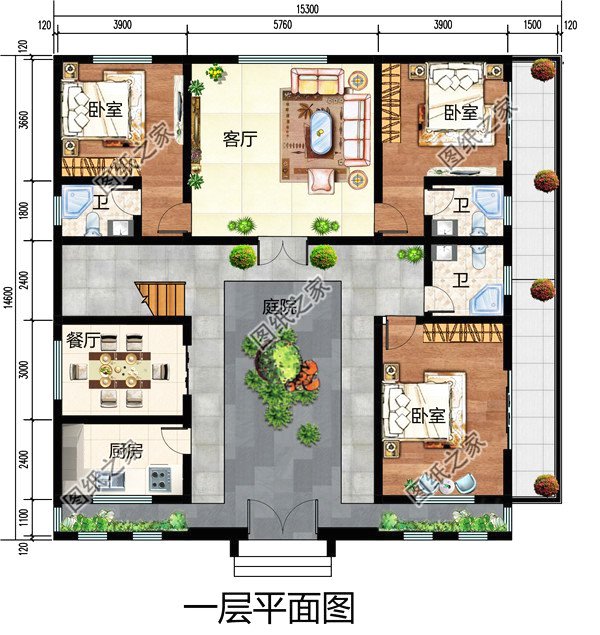 15×14米二層農(nóng)村四合院設計，秒殺各種洋別墅