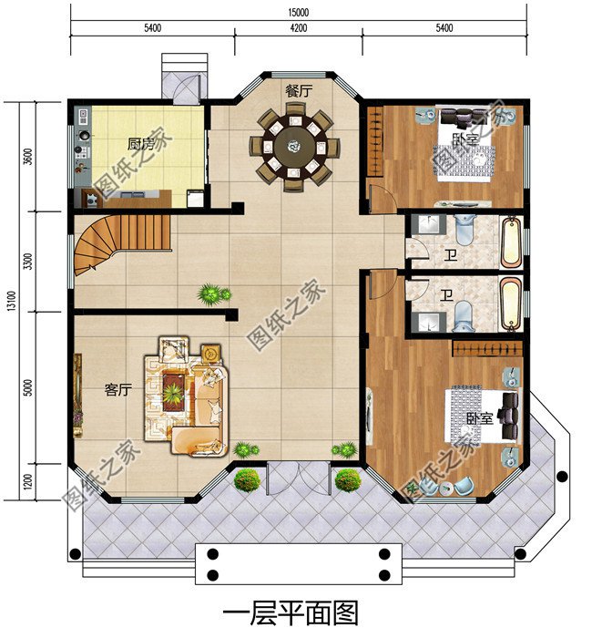五十萬二層半鄉村別墅,客廳挑空設計,占地200平米左右