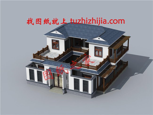 5款中國傳統四合院別墅效果圖，一個字，美