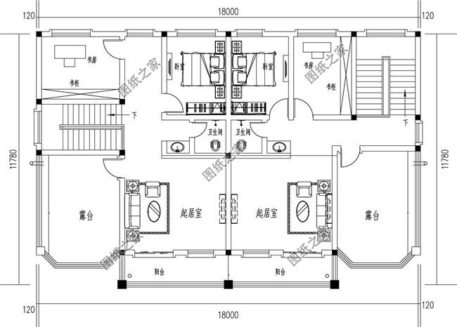 180平方米漂亮清新大窗戶三層雙拼別墅設(shè)計(jì)圖