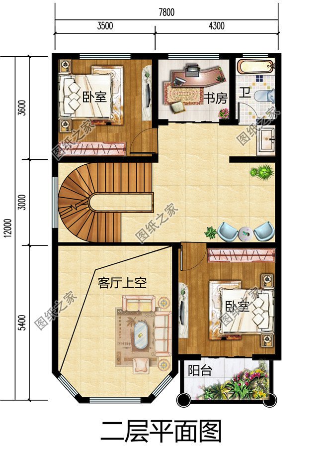 農村三層樓房圖造價26萬,客廳中空,占地90平米