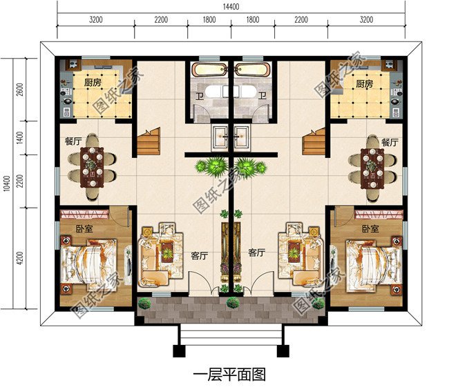 2019新款農(nóng)村三層雙拼自建房設計圖，占地150平米左右