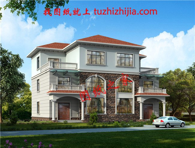 幾套農(nóng)村兄弟倆雙拼樓房設計圖，二層、三層都有