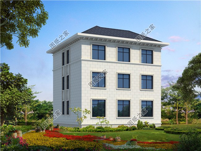 125平方米農(nóng)村三層別墅建筑圖紙帶效果圖，12x11米