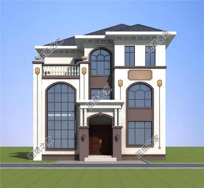 125平方米農(nóng)村三層別墅建筑圖紙帶效果圖，12x11米