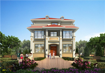 新款鄉村二層半別墅設計圖紙帶效果圖，三層別墅外觀圖片大全