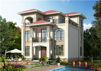 歐式新農村三層復式樓自建房別墅圖紙，旋轉樓梯設計