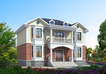 帶堂屋二層小別墅設計圖紙帶外觀圖，13.6米x9米