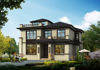 二層半新中式別墅設計圖，農村自建24萬，帶庭院規劃設計