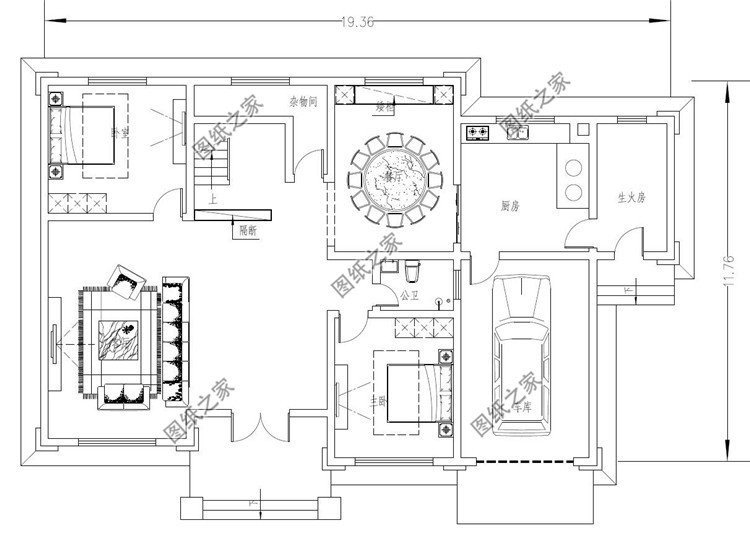 二層5間新中式自建房一層設計圖