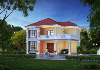 帶開放式車庫二層農(nóng)村自建別墅設(shè)計方案，造價僅15萬