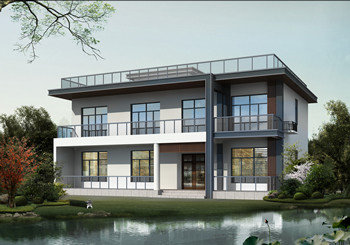 獨棟兩層四開間別墅設計圖方案，現代風格，簡約大氣，時尚前衛