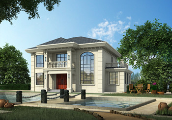 旋轉(zhuǎn)樓梯挑空獨(dú)棟二層簡(jiǎn)歐小別墅設(shè)計(jì)圖，大氣時(shí)尚