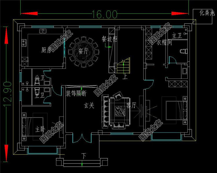 二層歐式小洋樓設計一層戶型圖